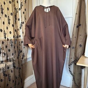 Coffee brown tie front abaya